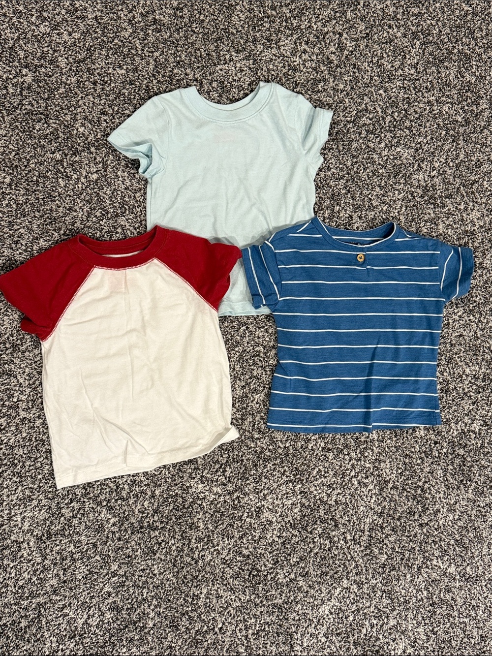 Cat & Jack 18 months Short-Sleeve Tee Pack - Blue, Red & White Raglan, Striped